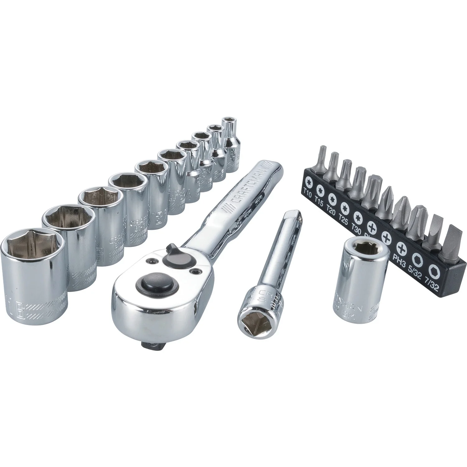 CRAFTSMAN VERSASTACK 24-Piece Metric Polished Chrome Mechanics Tool Set with Hard Case