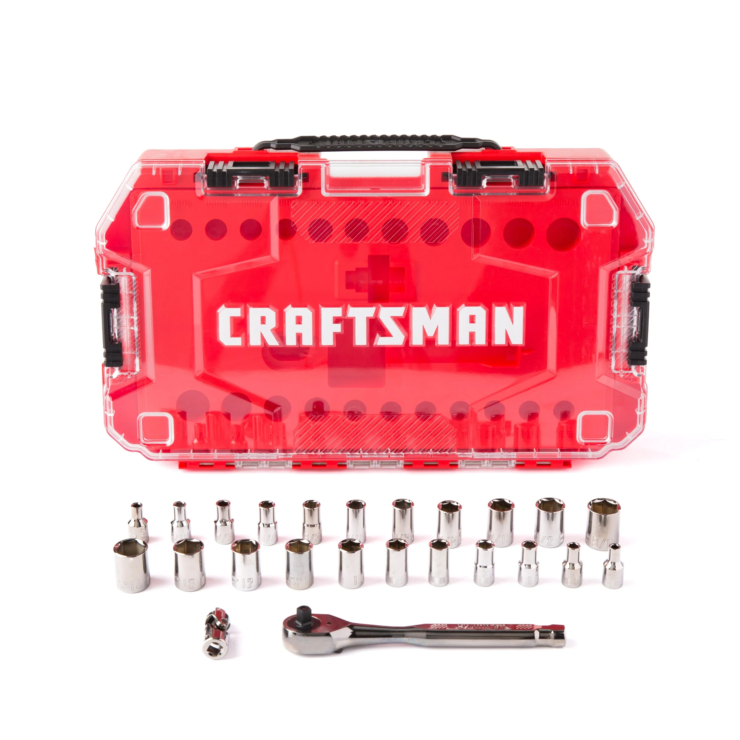 CRAFTSMAN VERSASTACK 24-Piece Standard (SAE) and Metric Gunmetal Chrome Mechanics Tool Set, 1/4-in Drive, Hard Case - Image 4