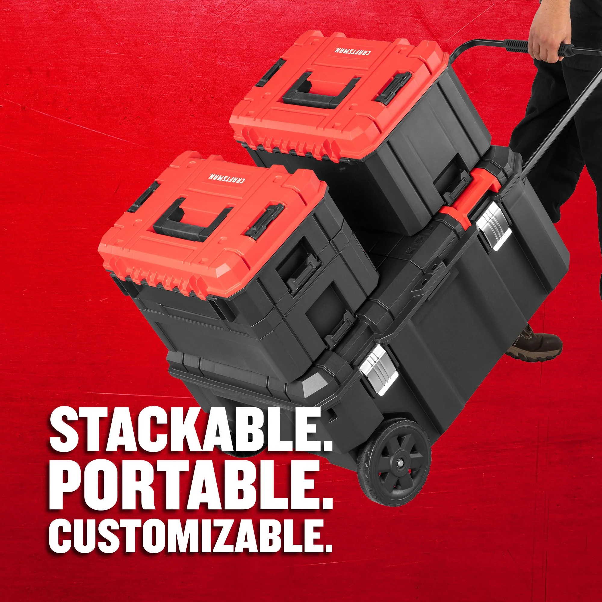 CRAFTSMAN VERSASTACK 30.4-in Black Polypropylene Rolling Lockable Tool Box - Image 4