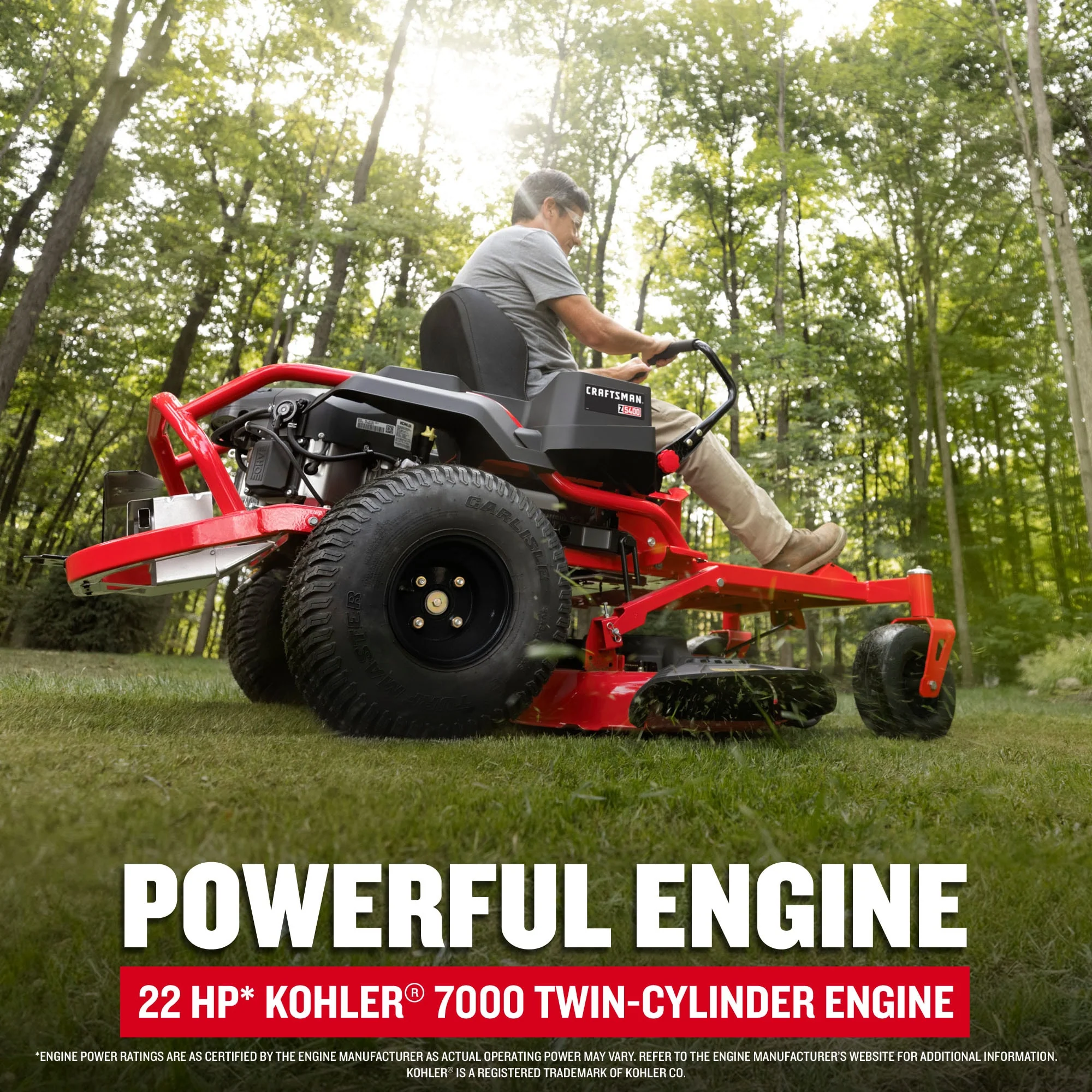 Craftsman Z5400 46-in 22-HP V-Twin Gas Zero-Turn Riding Lawn Mower with Kohler 7000 Engine - Image 4