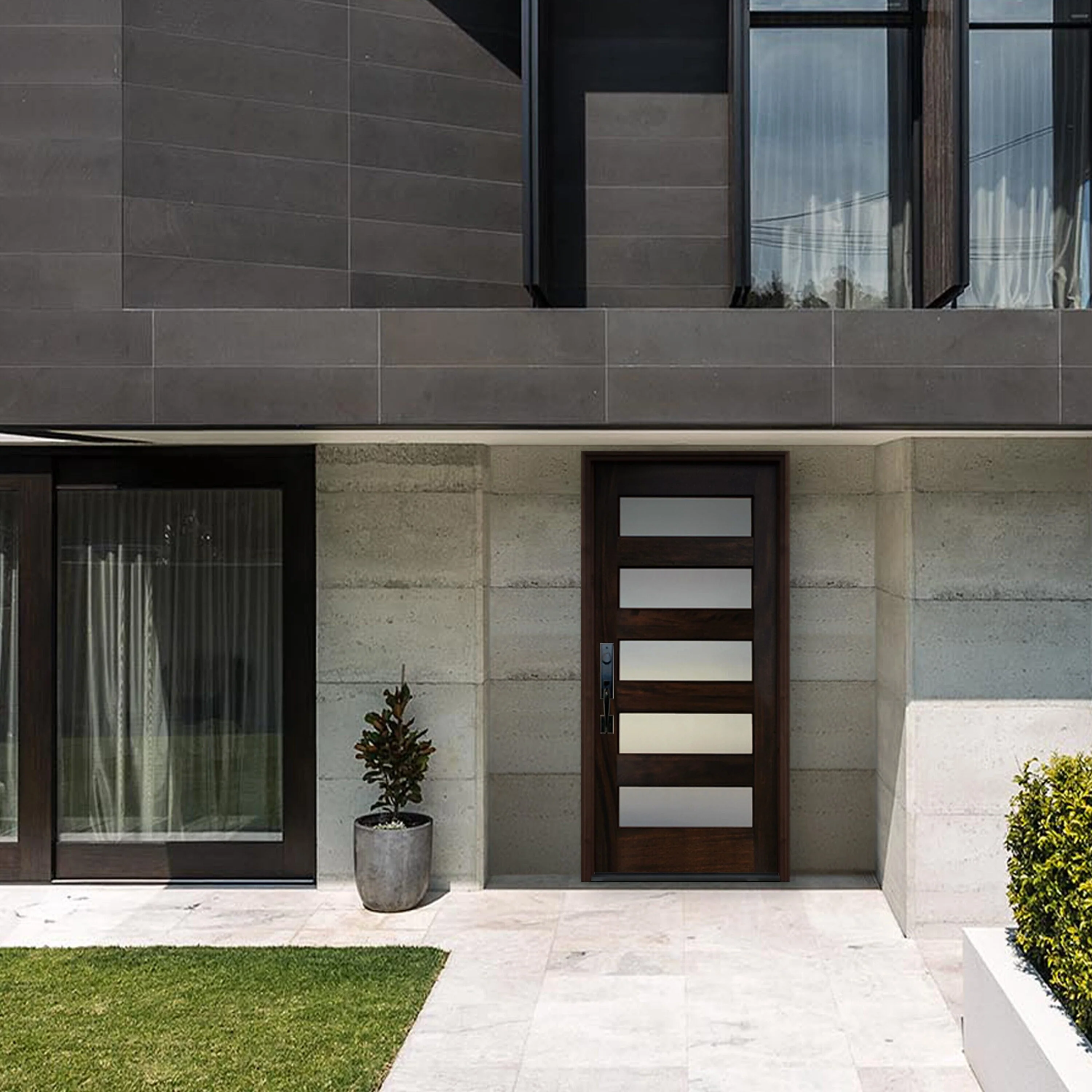 Creative Entryways 36-in x 80-in Unfinished Mahogany Front Door with Frosted Glass - Image 5