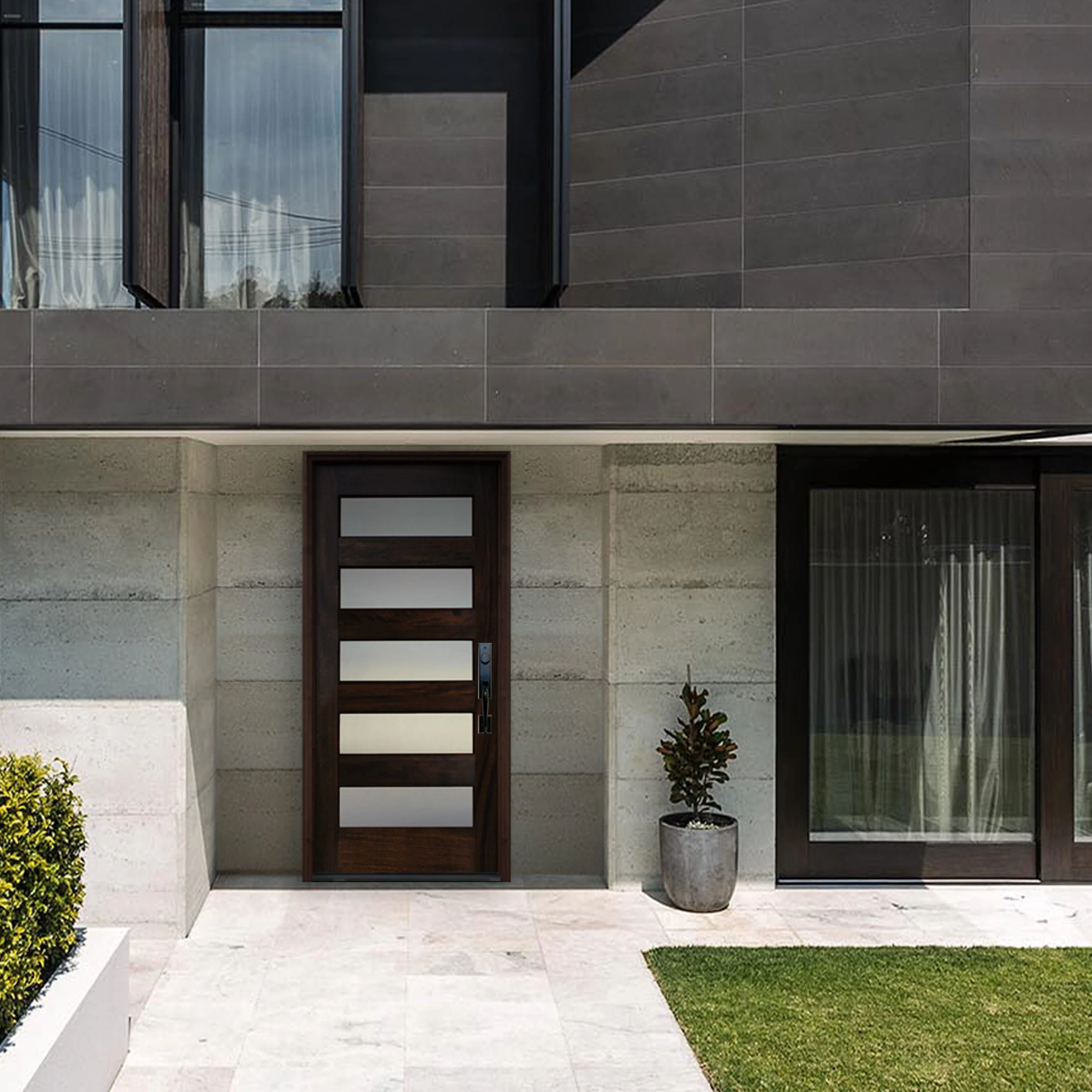Creative Entryways 36-in x 80-in Unfinished Wood Full Lite Front Door with Frosted Glass - Image 5