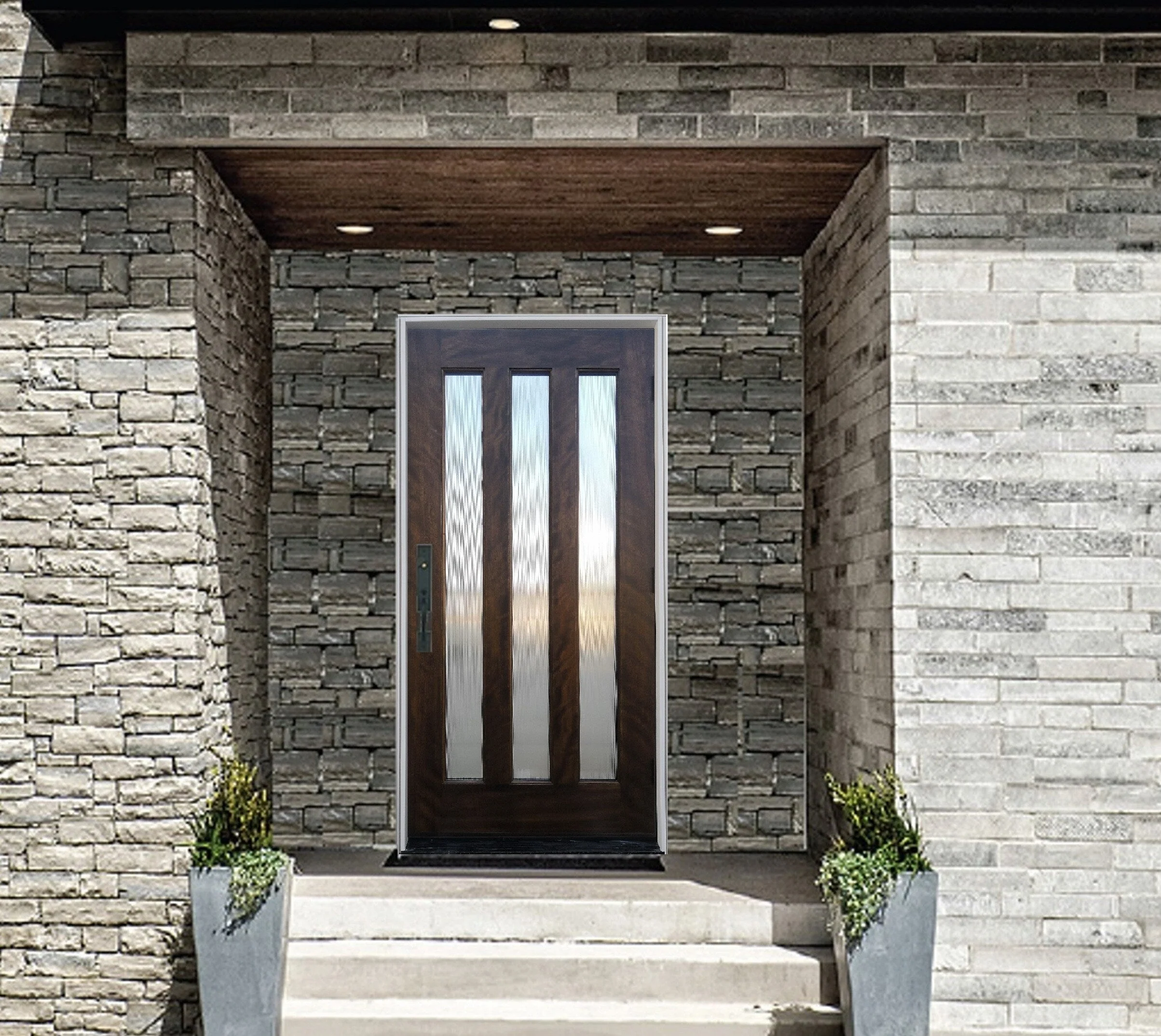 Creative Entryways 36x80 Espresso Stained Full Lite Mahogany Entry Door - Image 2