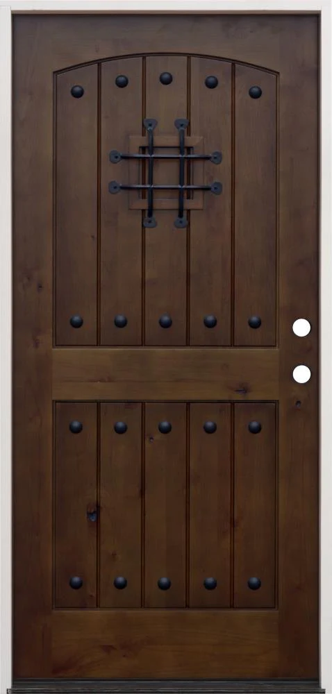 Creative Entryways 36x80 Wood Prehung Front Door with Solid Hardwood Core - Walnut Alder Stained, Left-Hand Inswing