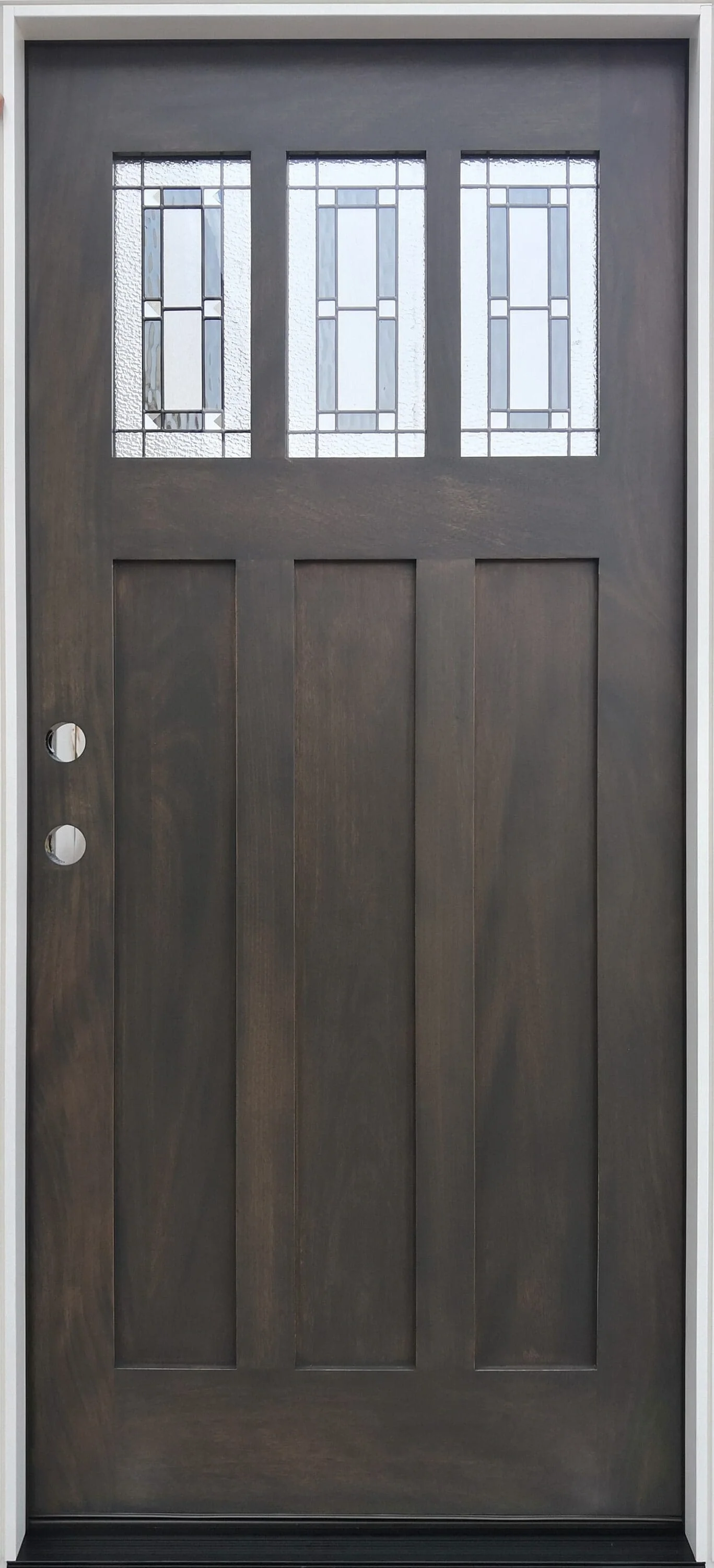 Creative Entryways Craftsman Ash Stained Prehung Front Door with Decorative Glass