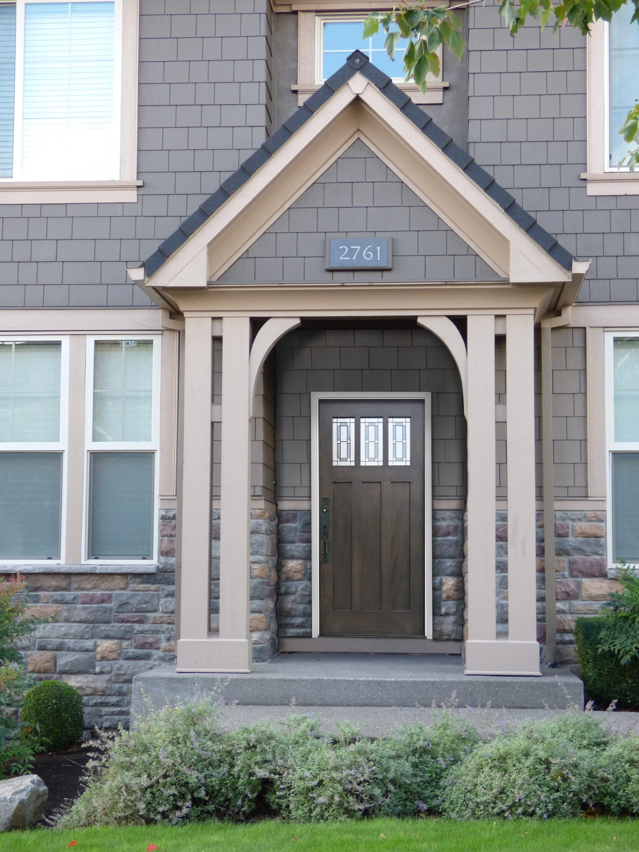 Creative Entryways Craftsman Ash Stained Prehung Front Door with Decorative Glass - Image 3