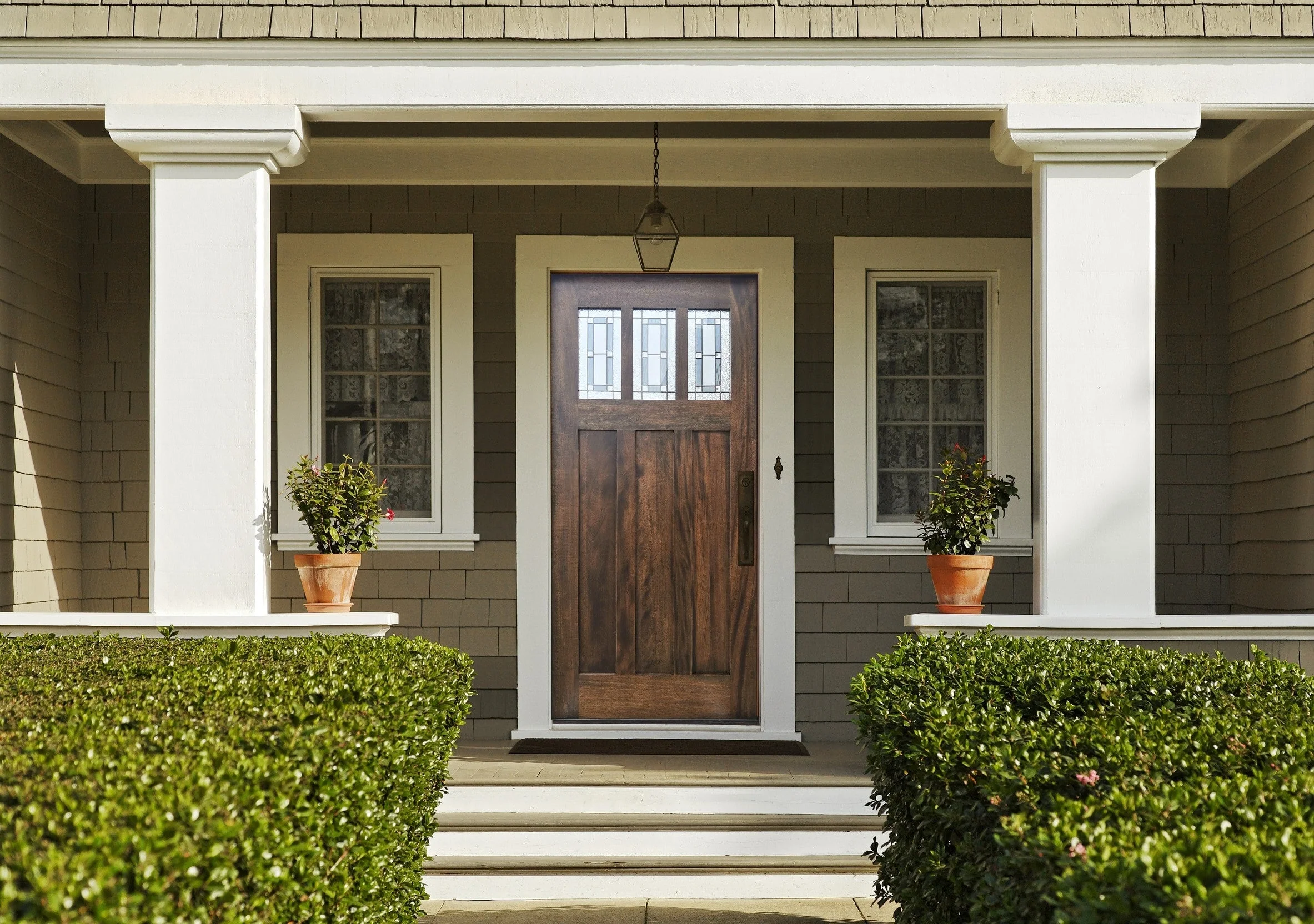 Creative Entryways Craftsman Espresso Stained Solid Wood Prehung Front Door with Decorative Glass - Image 2