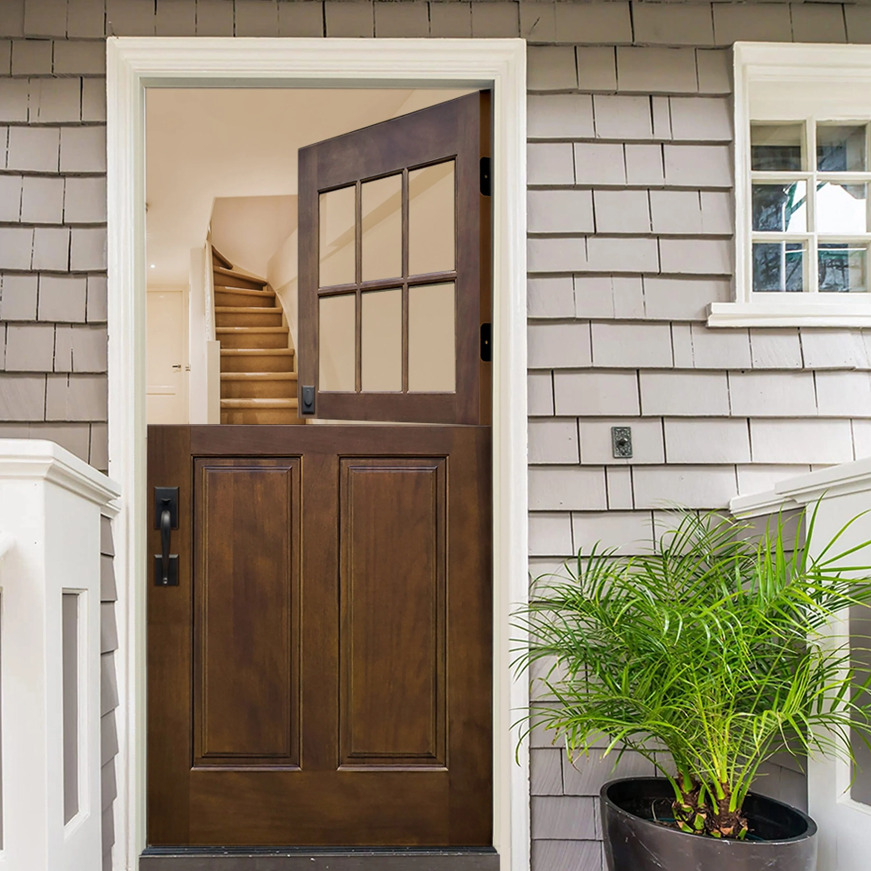 Creative Entryways Craftsman Espresso Stained Wood Dutch Door - 36 x 80 in. - Image 4