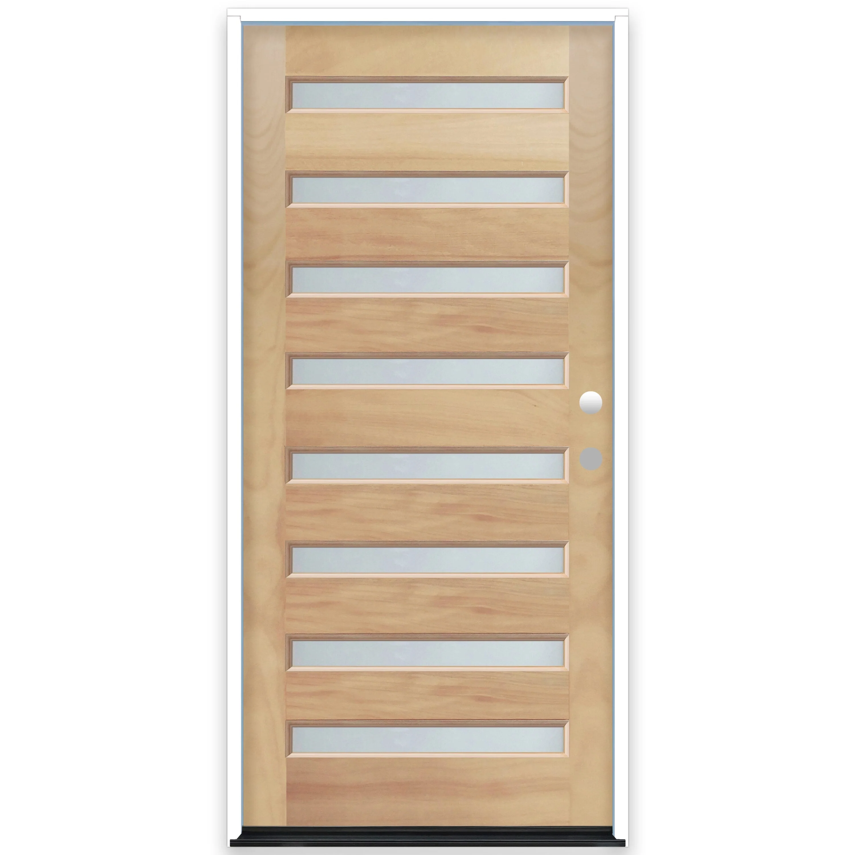 Creative Entryways Mahogany Wood Prehung Front Door with Frosted Glass