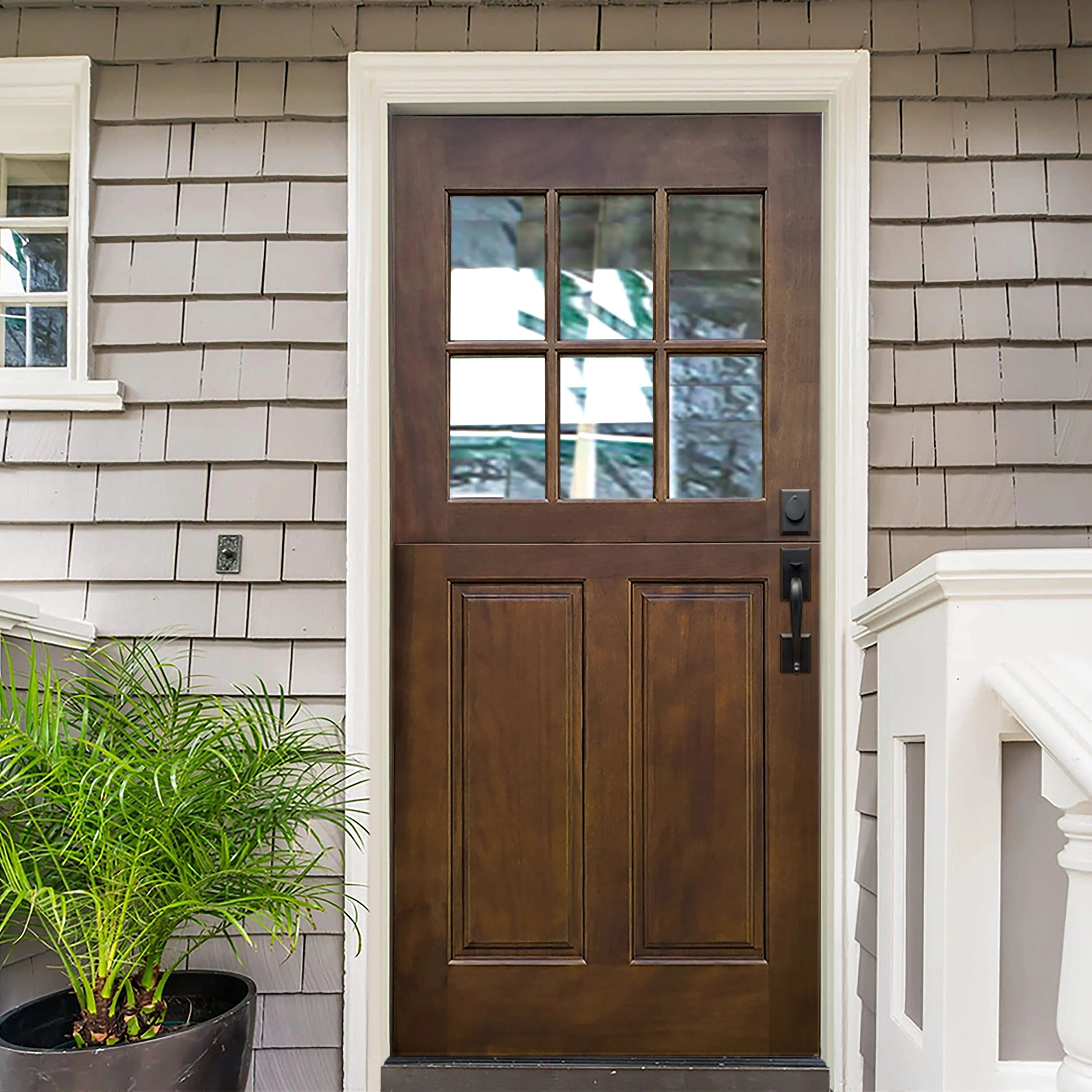 Creative Entryways Wood Craftsman Dutch Front Door with Clear Glass - 36" x 80" - Image 6