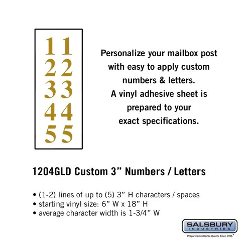 Custom Gold Vinyl Numbers and Letters, 3 Inches High - Image 2