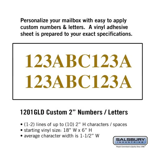 Custom Gold Vinyl Numbers and Letters - Horizontal - 2 Inches High - Image 3
