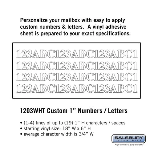Custom Numbers and Letters - Horizontal White Vinyl 1 Inch High - Image 2