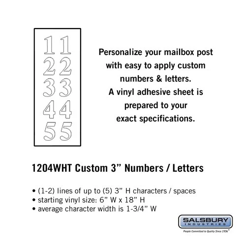 Custom Vinyl Numbers and Letters - White - 3 Inches High - Image 3
