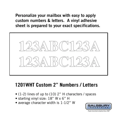 Custom White Vinyl Numbers and Letters, 2 Inches High - Image 3