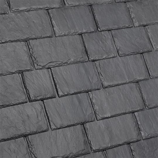 DaVinci Roofscapes Multi-Width Slate Roofing Tiles, Smokey Grey — Bundle of 28 (6"–12" widths, 18" length)