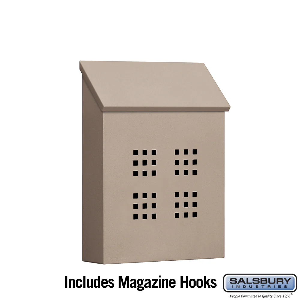 Decorative Vertical Mailbox with Privacy Plate and Magazine Hooks - Beige