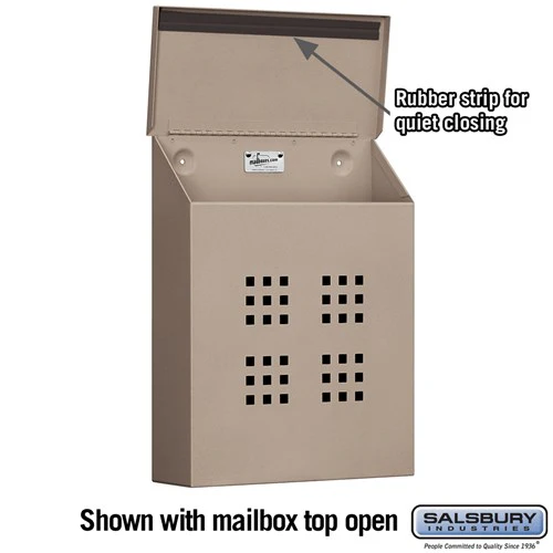 Decorative Vertical Mailbox with Privacy Plate and Magazine Hooks - Beige - Image 2
