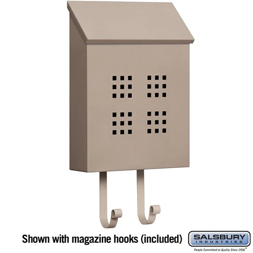 Decorative Vertical Mailbox with Privacy Plate and Magazine Hooks - Beige - Image 3