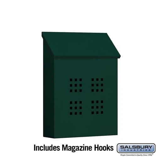 Decorative Vertical Wall Mounted Mailbox - Green