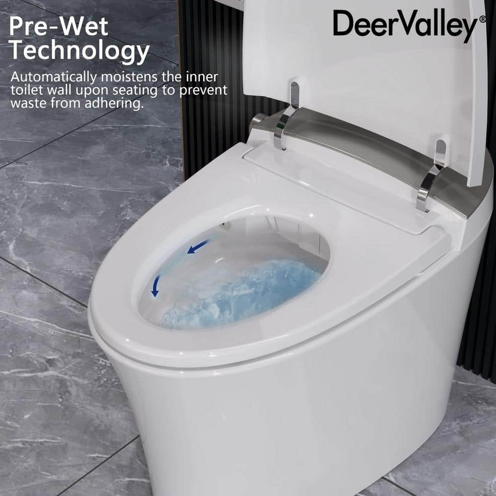 DEERVALLEY 1.28 GPF Elongated Smart Toilet Bidet with Auto Features and UV Sterilization - Image 10