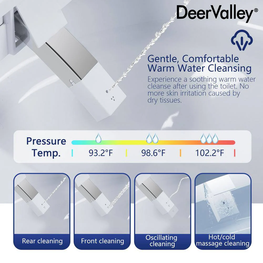 DEERVALLEY 1.28 GPF Elongated Smart Toilet Bidet with Auto Features and UV Sterilization - Image 5