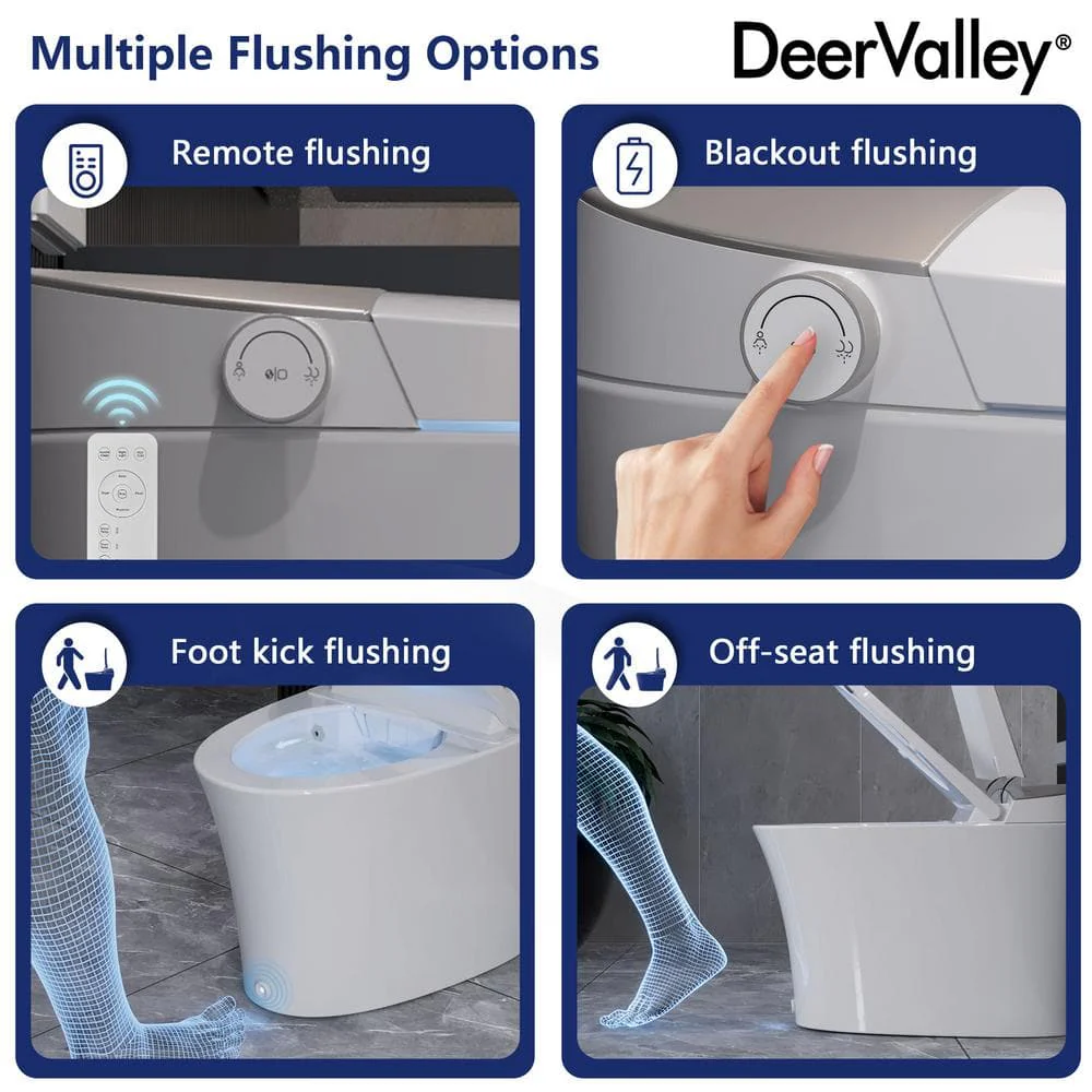 DEERVALLEY 1.28 GPF Elongated Smart Toilet Bidet with Auto Features and UV Sterilization - Image 9