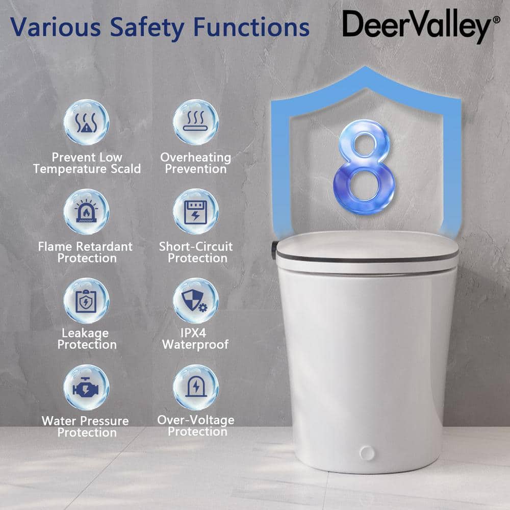DEERVALLEY 1.28 GPF Smart 1-Piece Toilet with Heated Seat & Auto Flush - Image 10