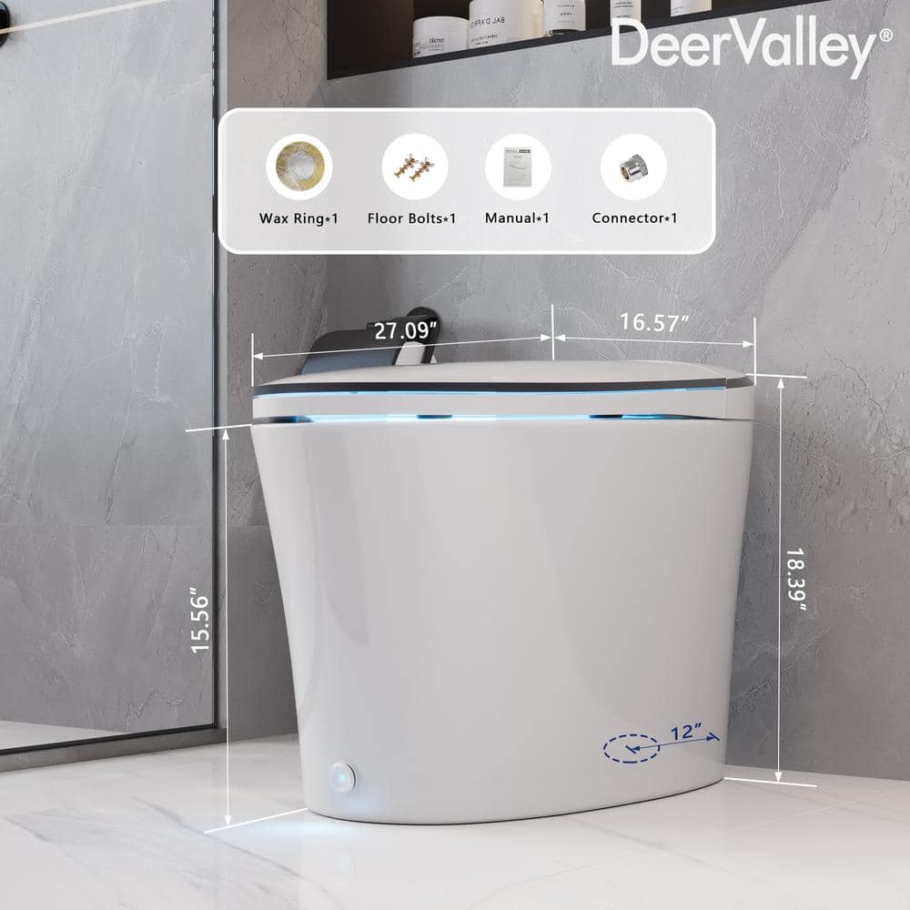 DEERVALLEY 1.28 GPF Smart 1-Piece Toilet with Heated Seat & Auto Flush - Image 4