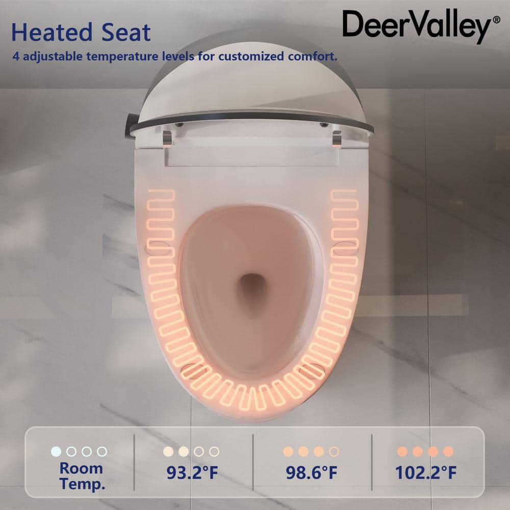 DEERVALLEY 1.28 GPF Smart 1-Piece Toilet with Heated Seat & Auto Flush - Image 7