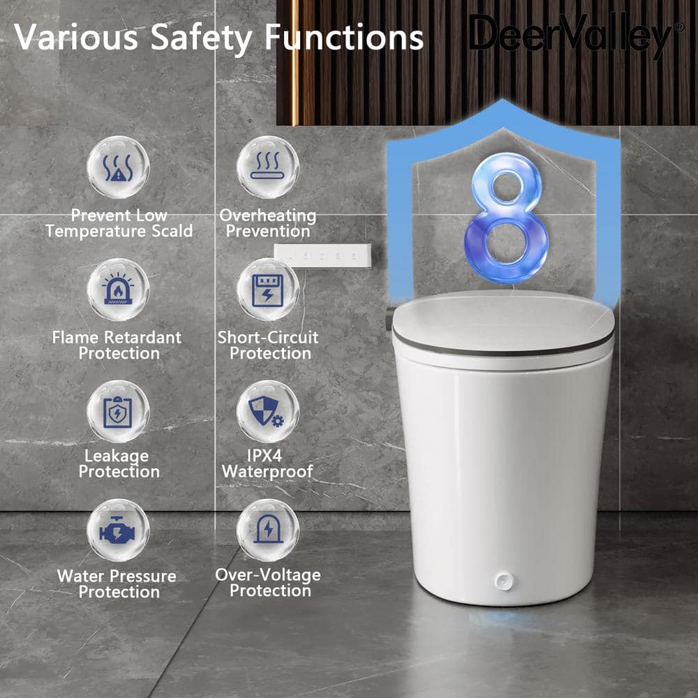 DEERVALLEY 1.28 GPF Smart Toilet Bidet with Heated Seat & UV Sterilization - Image 10