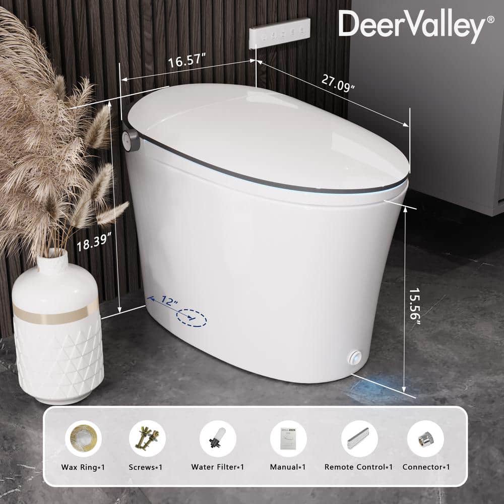 DEERVALLEY 1.28 GPF Smart Toilet Bidet with Heated Seat & UV Sterilization - Image 3
