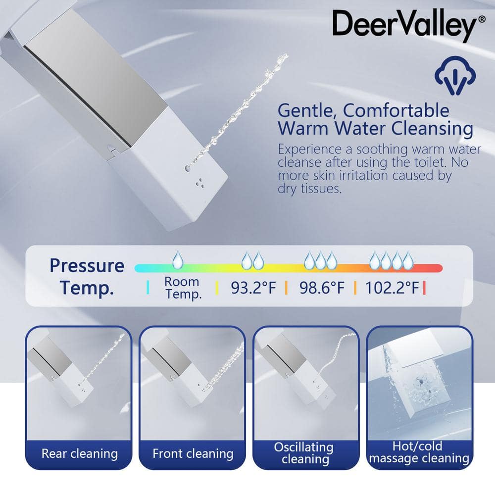 DEERVALLEY 1.28 GPF Smart Toilet Bidet with Heated Seat & UV Sterilization - Image 6