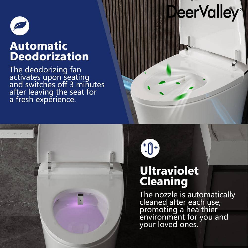 DEERVALLEY 1.28 GPF Smart Toilet Bidet with Heated Seat & UV Sterilization - Image 7