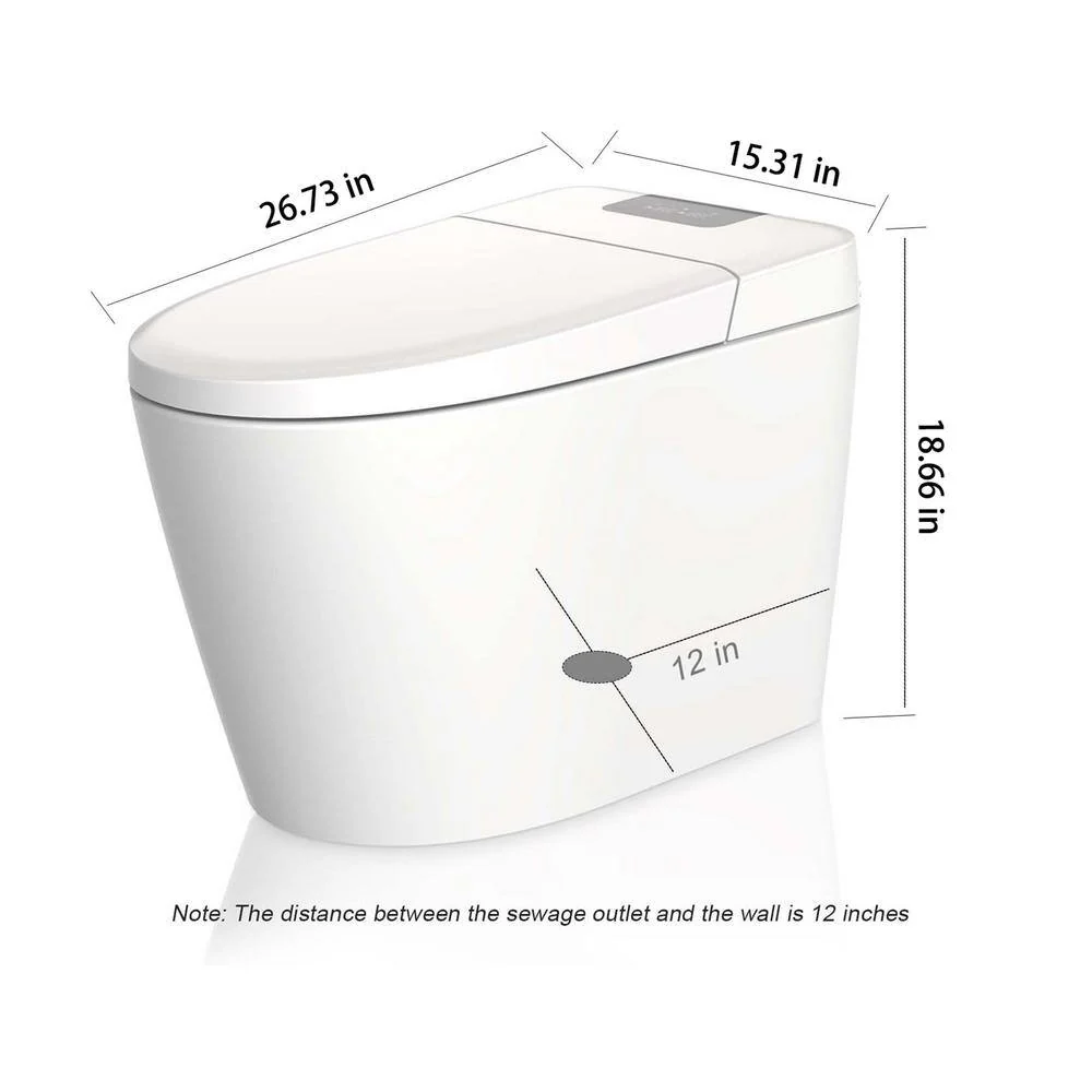 Unbranded Elongated Smart Toilet with Bidet, Adjustable Sprayer, and Auto Features - White - Image 2