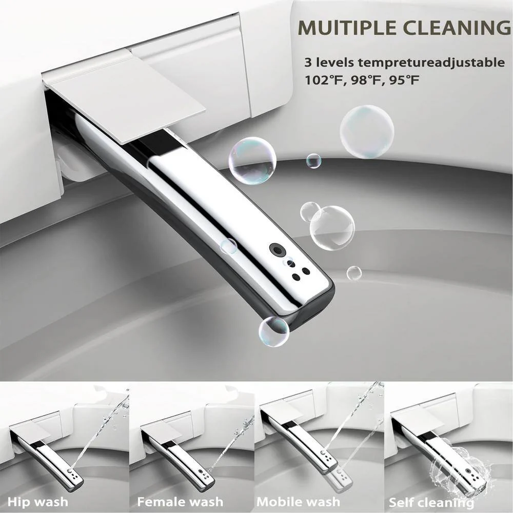 Unbranded Elongated Smart Toilet with Bidet, Adjustable Sprayer, and Auto Features - White - Image 5