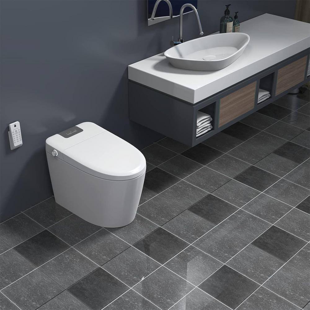 Unbranded Elongated Smart Toilet with Bidet, Adjustable Sprayer, and Auto Features - White - Image 7