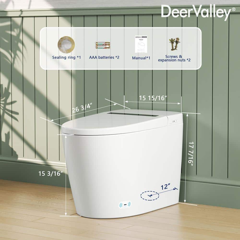 DEERVALLEY 1-Piece 1.28 GPF Toilet with Heated Seat and Auto Flush - Image 3