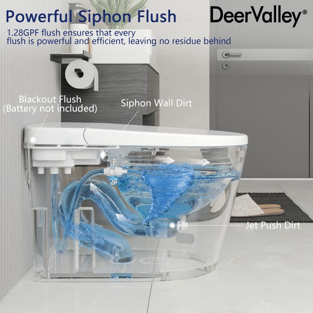 DEERVALLEY 1-Piece 1.28 GPF Toilet with Heated Seat and Auto Flush - Image 9