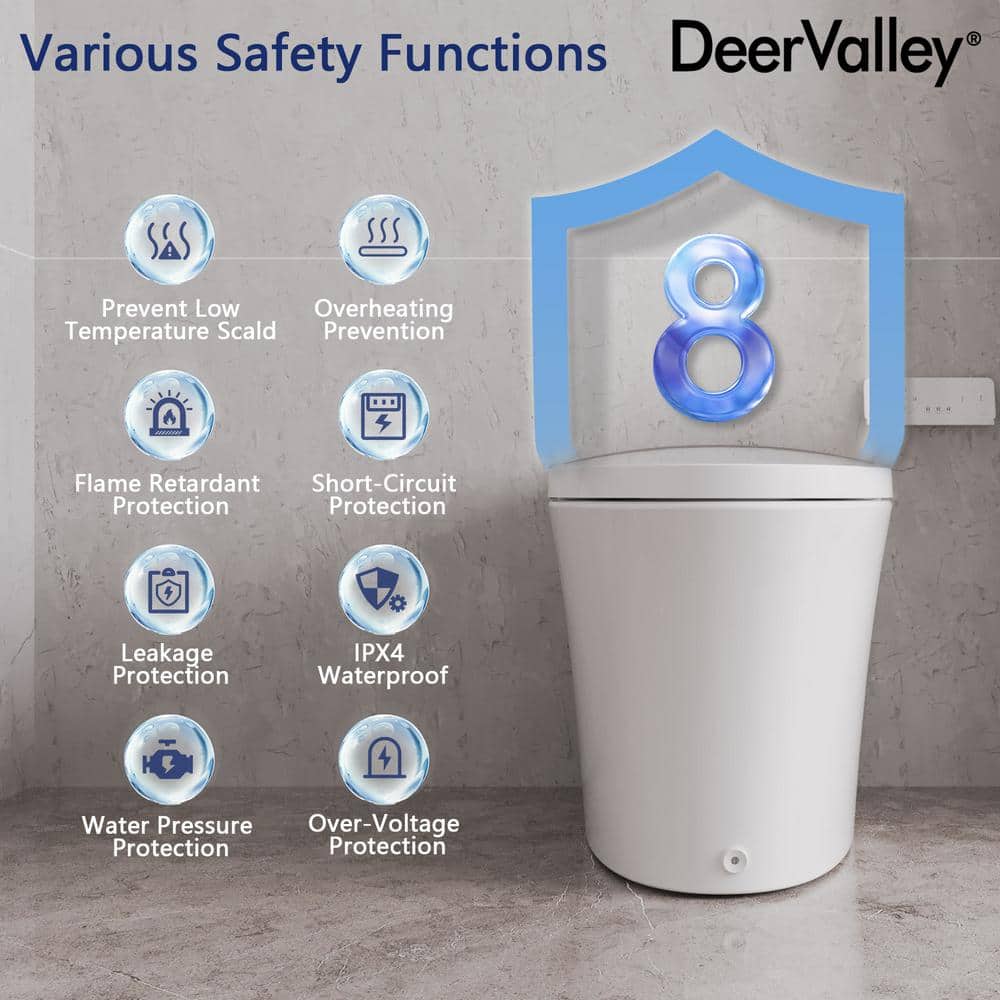 DEERVALLEY Elongated Smart Toilet Bidet with Auto Flush, Warm Water & Air Dryer - Image 7