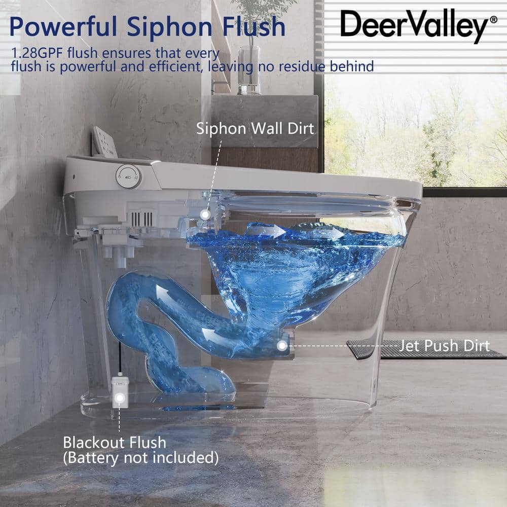 DEERVALLEY Elongated Smart Toilet Bidet with Auto Flush, Warm Water & Air Dryer - Image 8