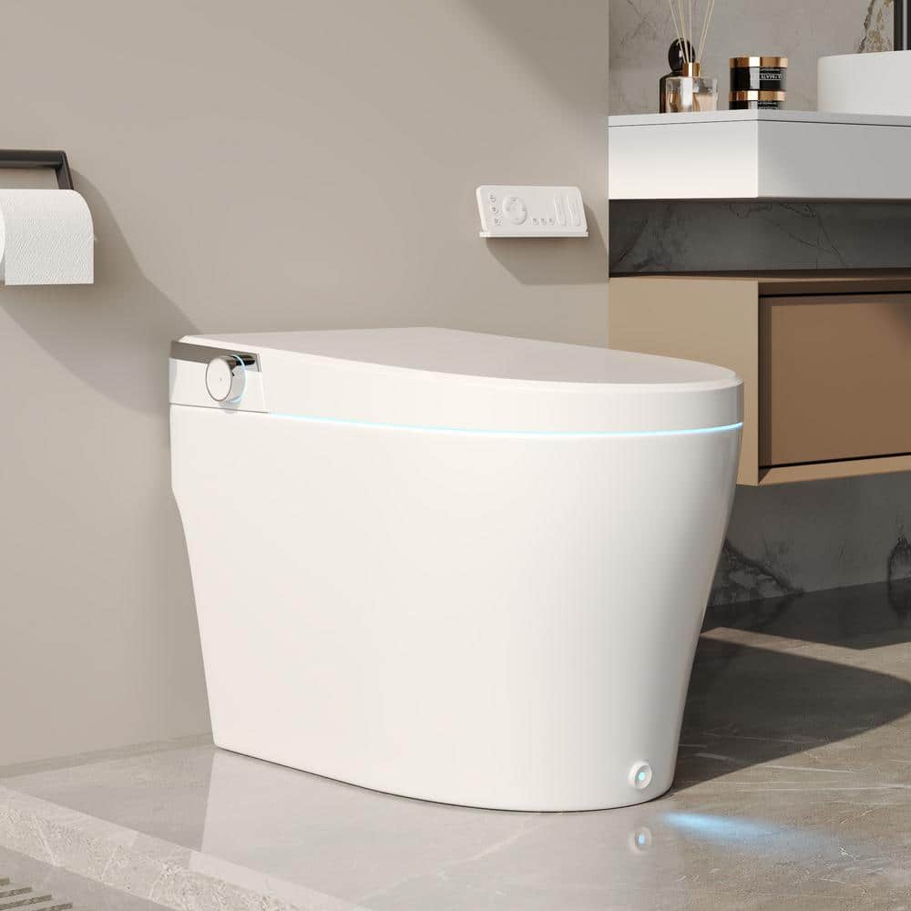 DEERVALLEY Elongated Smart Toilet Bidet with Remote and Heated Seat - White