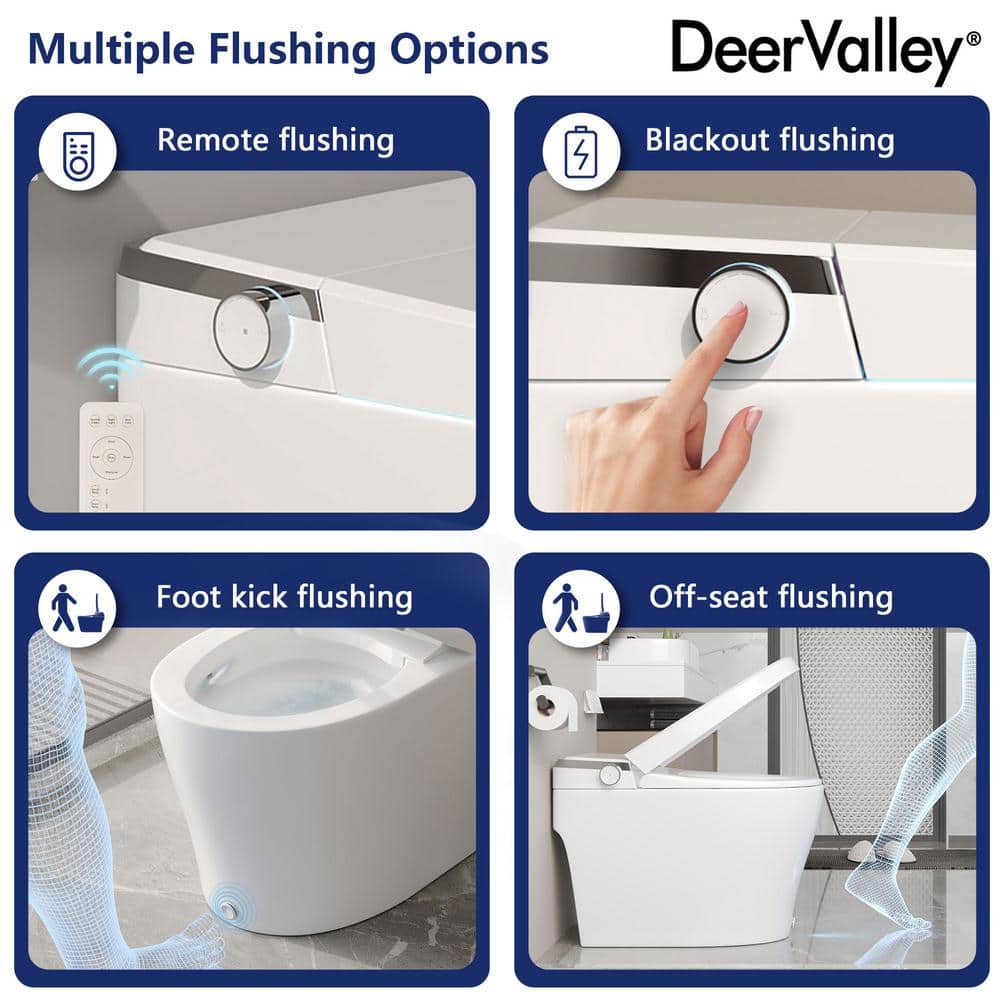 DEERVALLEY Elongated Smart Toilet Bidet with Remote and Heated Seat - White - Image 5