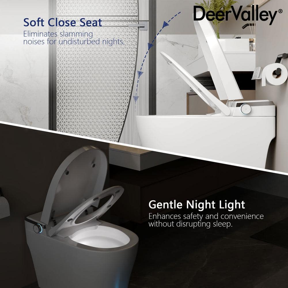 DEERVALLEY Elongated Smart Toilet Bidet with Remote and Heated Seat - White - Image 6