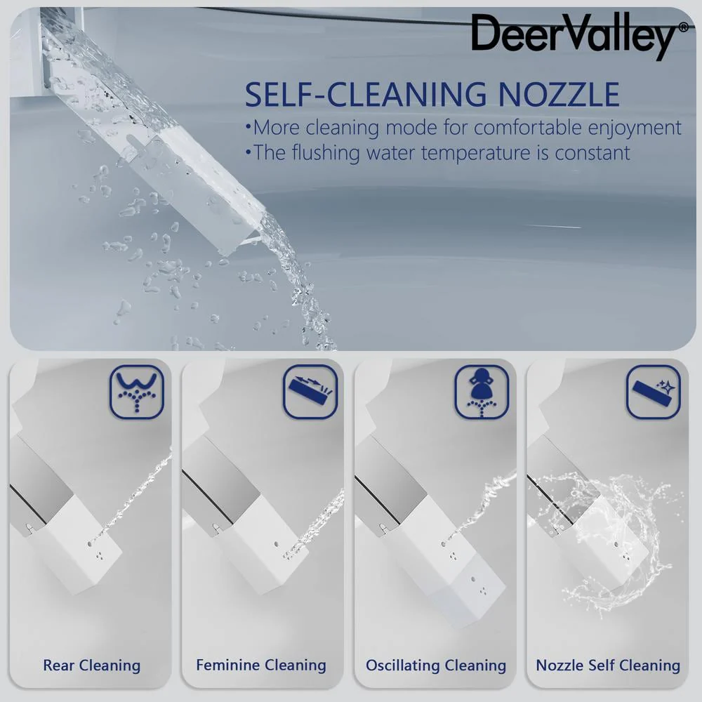 DEERVALLEY Elongated Smart Toilet Bidet with Remote and Heated Seat - White - Image 7