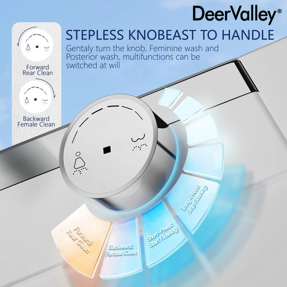 DEERVALLEY Elongated Smart Toilet Bidet with Remote and Heated Seat - White - Image 8