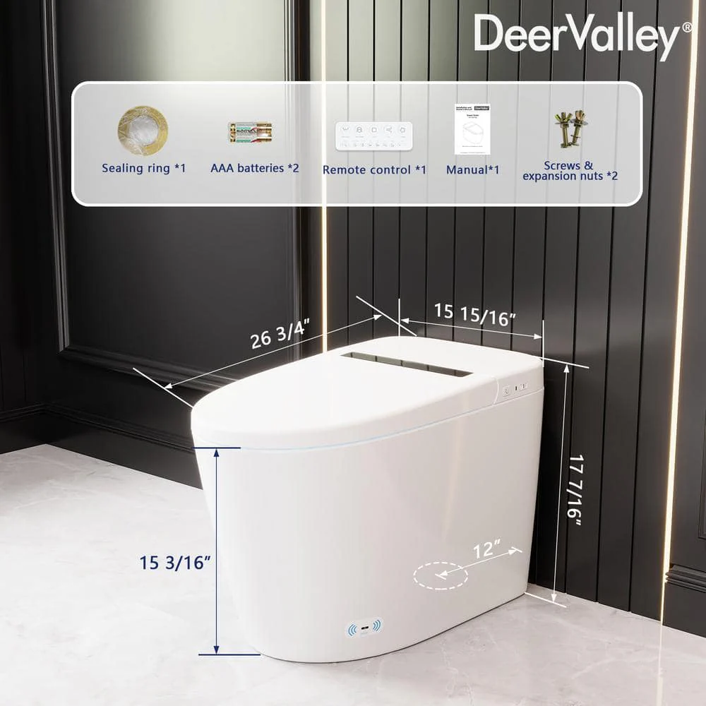 DEERVALLEY Smart Bidet Toilet with Auto Open/Flush, Warm Water, Air Dryer - DV-1S0159-V3 - Image 3