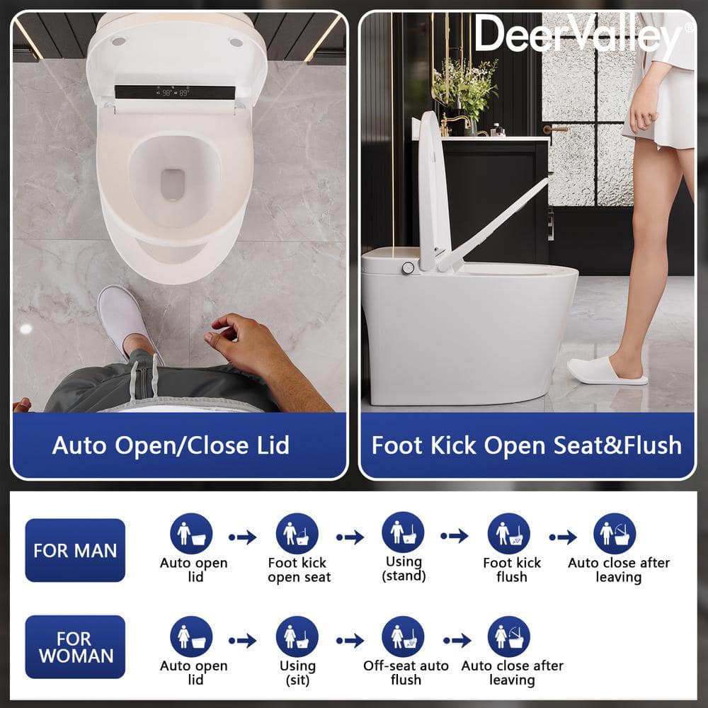 DEERVALLEY Smart Bidet Toilet with Auto Open/Flush, Warm Water, Air Dryer - DV-1S0159-V3 - Image 9
