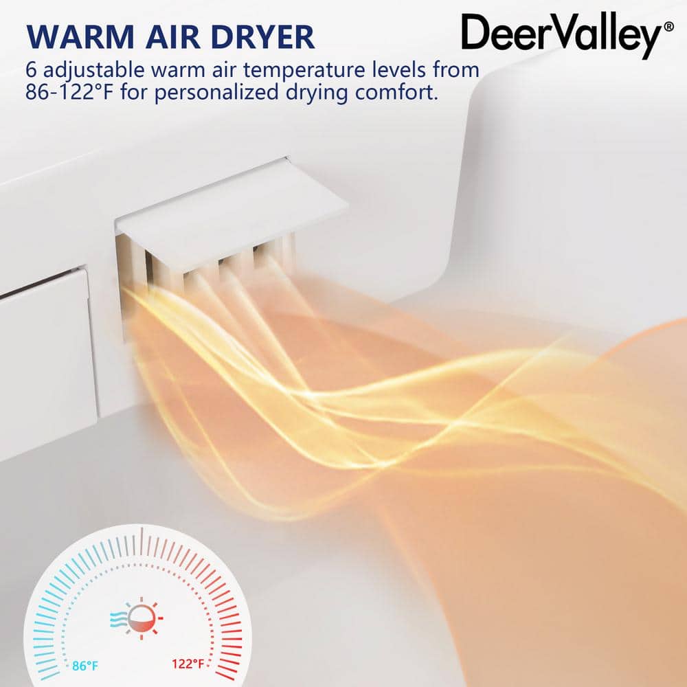 DEERVALLEY Tankless Elongated Smart Toilet Bidet with Auto Close, UV Sterilization & Warm Water Dryer - Image 10