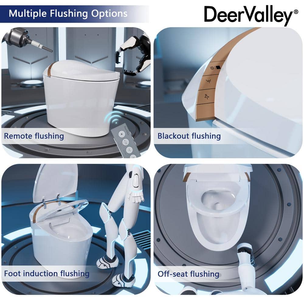 DEERVALLEY Tankless Elongated Smart Toilet Bidet with Auto Close, UV Sterilization & Warm Water Dryer - Image 4
